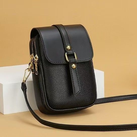 Crossbody Bag Small Genuine Leather Multi-Layer Mobile Phone Bag Summer Women's 2025 New Mini Fashion Small Bag Vertical Style Single