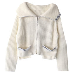 2023 ດູໃບໄມ້ລົ່ນແບບໃຫມ່ Knitted Cardigan Versatile Large Lapel Ladies Thick Sweater Jacket Loose Outerwear for Women