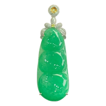 (Self-operated) Qianyu Pickup Burmese natural A-grade jade ice-smooth spicy green full green K gold domineering Dafu Bean pendant