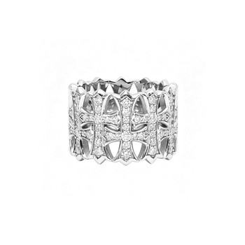 Vintage silver full diamond hollow wide ring