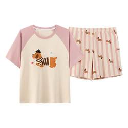 가슴 잠옷을 곁들인 Langsha Lady 's Summer Cotton Short-Sleeved Pajamas