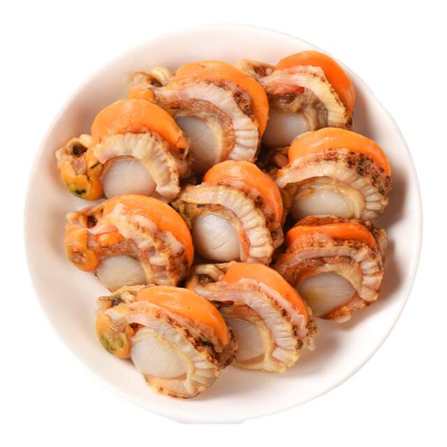 Fresh scallop meat with yellowish paste