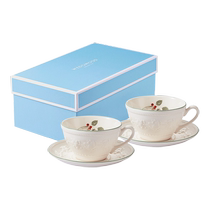 (Self-operated) WEDGWOOD Happy Holidays Raspberry Ceramic European Small Luxury Coffee Cup and Saucer