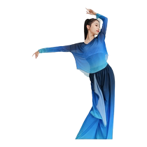 Ye Luoqing Dance Classical Dance Gradient Mesh Top Oversize Drop Shoulder Long Sleeve Modern Dance Practice Clothing for Women