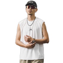 American style waistcoat ice silk vest mens summer loose 2024 new trend sports fitness quick-drying sleeveless mens T-shirt