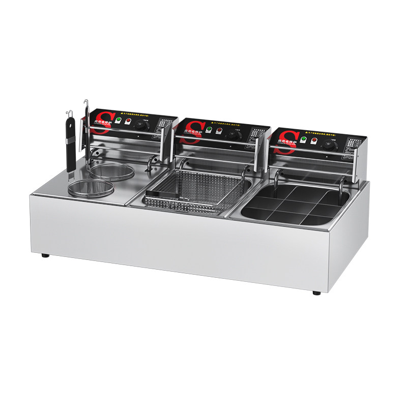 Fryer Oden cooking machine noodle cooker all-in-one commercial three-cylinder combination pot fried skewers equipment stall electric fryer