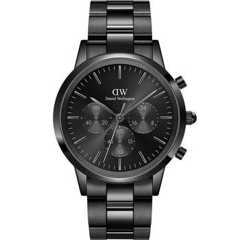 Dw watch triple chronograph stainless steel quartz watch