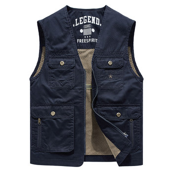 ຍີ່ຫໍ້ Trendy ຍີ່ຫໍ້ collarless vest ຜູ້ລາຍງານການຫາປາຜູ້ອໍານວຍການບໍລິສຸດ vest ຝ້າຍຜູ້ຊາຍ waistcoat workwear ຫຼາຍກະເປົ໋າທີ່ມີປະໂຍດ sleeveless jacket