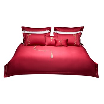 Marriage four-piece set luolai 100 full cotton embroidery