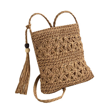 ຖົງເຟືອງ bohemian retro ຝຣັ່ງສໍາລັບແມ່ຍິງ, ປະເທດໄທ Sanya seaside vacation beach trip crossbody shoulder straw bag