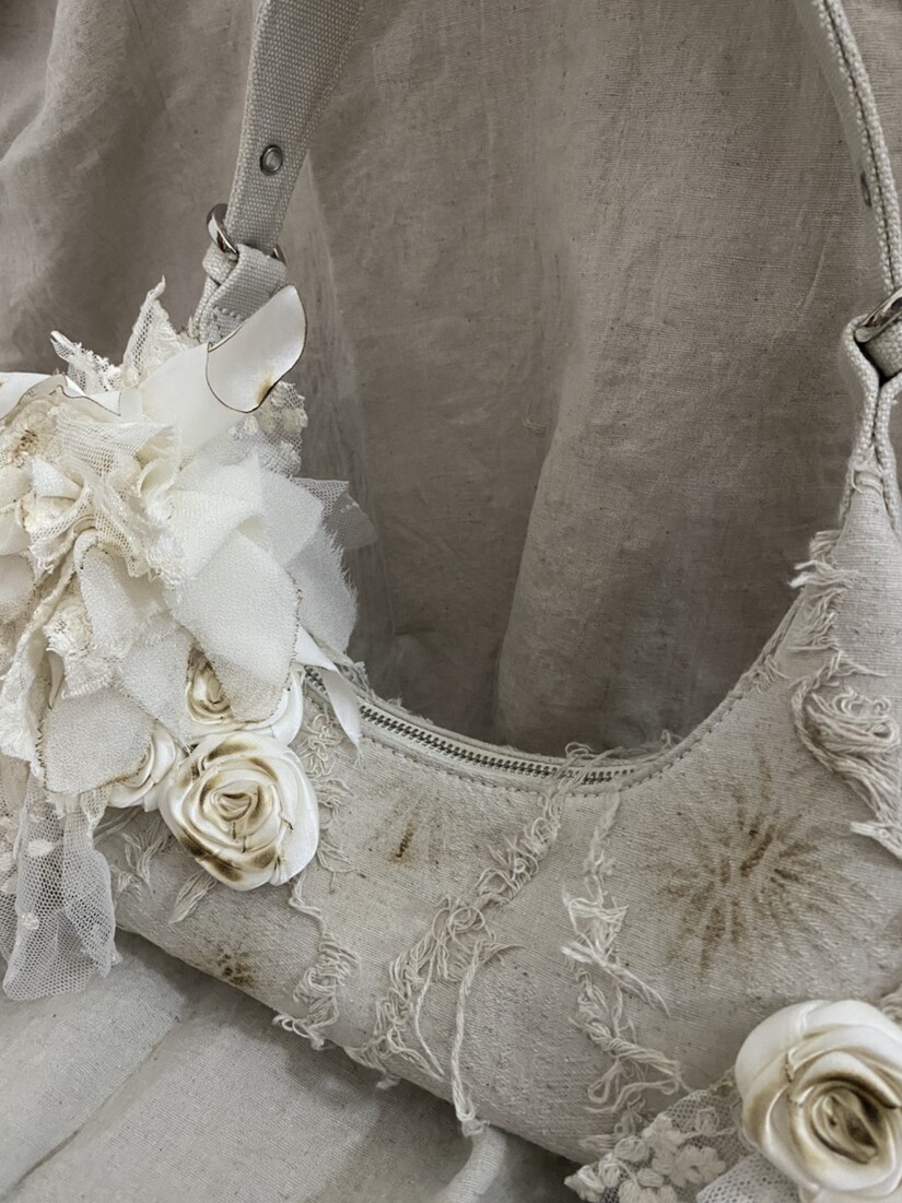 Solivagant Original DIY Handmade Vintage Rose Tassel Bag/Baguette Bag/Tote Bag/Shoulder Bag/Underarm Bag
