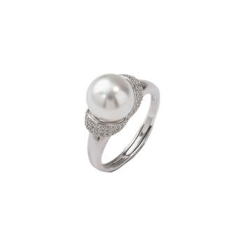 West taipan artificial australian white pearl ring zirconium diamond light luxury