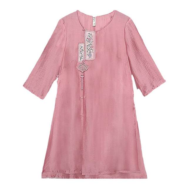 Yuanzhen Chinese style retro embroidered bag mid-length tea suit