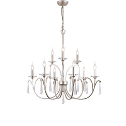 French-Style Staircase Crystal Chandelier Villa Apartment Loft Double-Layer Living Room Lamp Light Luxury Simple and Unique Silver Dining Room Lamp