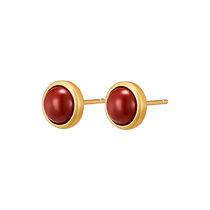 (Self-operated) British Southern Red Agate Earrings for Women Simple Daily S925 Silver Earrings Womens Day Gift for Mom