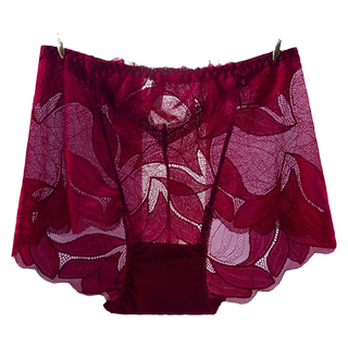 内裤女2025新款性感夏薄款大码中高腰提臀收腹蕾丝平角女士生紫色