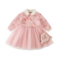 Hello Kitty co-branded David Bella 2024 new autumn girls dress childrens baby knitted skirt
