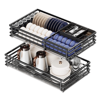 Oaks 1566 kitchen basket drawer built-in bowl rack storage dish basket household double-layer cupboard basket stainless steel
