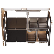 Kitchen retractable under-sink storage rack organizes under-sink storage rack cabinet multi-functional pot rack storage rack