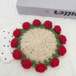 玫瑰花束杯垫手工编织材料包diy铃兰花毛线团钩织花朵毯子送礼物