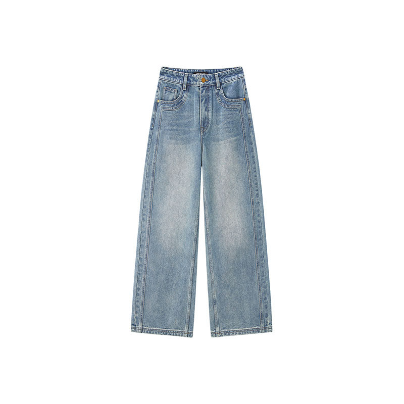 PEACEBIRD wide angle pants wide leg large straight jeans for women