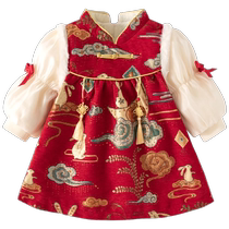 Girls dresses autumn and winter style one-year-old baby girls dress childrens national style winter childrens festive New Years greetings dress