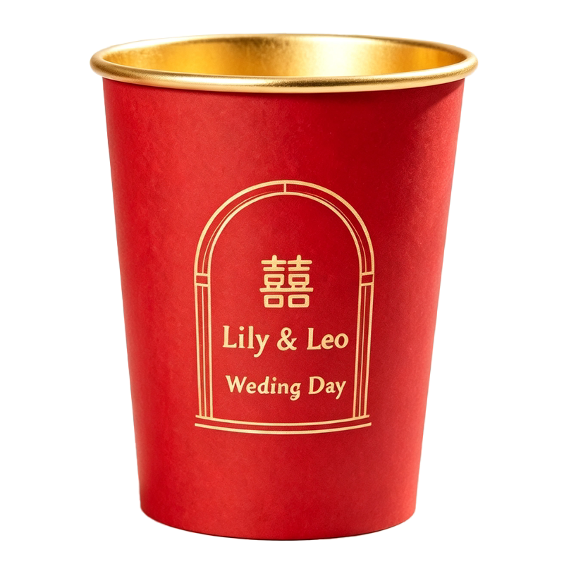 Wedding disposable gold foil paper cup customized logo tea cup