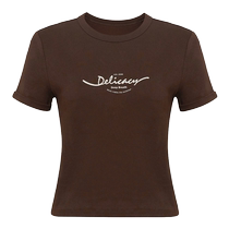DEEP BREATH Take a deep breath my brother is really good. Casual simple embroidered letters short-sleeved T-shirt for women A301439