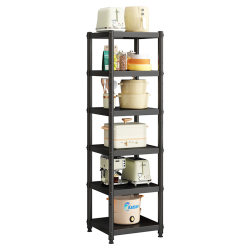 Black kitchen rack carbon steel paint household sandwich storage rack floor-standing multi-layer microwave rice cooker rack