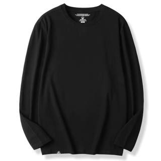 KERWATS长袖t恤男纯色棉秋季圆领大码打底衫胖子简约百搭休闲体恤