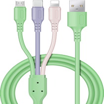 Data cable three-in-one mobile phone charging cable one-to-three liquid soft glue multi-functional Huawei type-c long data cable three-in-one mobile phone charging cable one-to-three suitable for Apple liquid