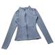 Slim-fitting sports coat with stand-up collar for women with nude look