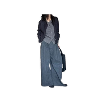 Fake two-piece knitted cardigan jacket autumn womens 2024 new high-end short style outer sweater top