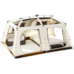 Automatic Tent Outdoor Camping Gear Black Rubber Ridge Tent 13 Sun Protection Rainproof Two Rooms One Living Room Camping Overnight