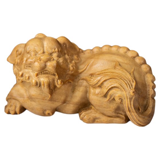 
Natural green sandalwood single-horned Pixiu ornaments to attract wealth and fortune handpieces creative log cultural decorative gifts