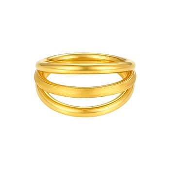 Tsl xie ruilin gold ring 5d hard gold line shape pure gold ring price gold female xr373