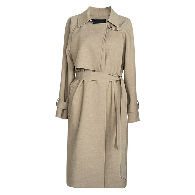 Luo Yi intellectual lapel lace-up trench coat
