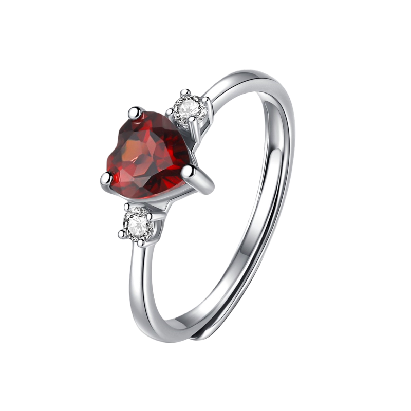 TIANTI heart-shaped pigeon blood red garnet gemstone ring
