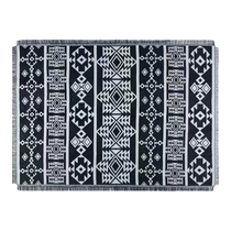 Outdoor camping blanket Turkish black and white rhombus retro sofa blanket carpet Nordic cotton sofa towel tent blanket