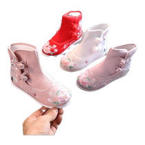 2024 New Autumn and Winter Childrens Embroidered Shoes Girls Ethnic Style Hanfu Shoes Princess Baby Non-Slip Soft Sole Handmade