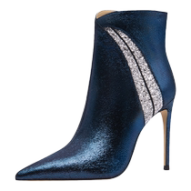 Lily Wei 2024 early autumn new boots color matching sexy high heel short boots womens early autumn single boots small size 313233