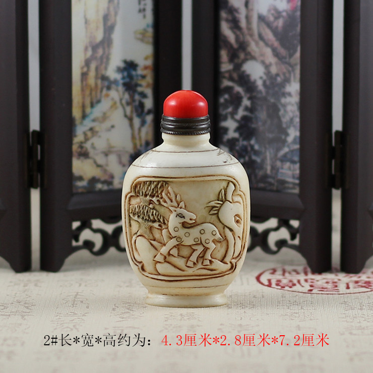 骨雕鼻烟壶带银勺龙凤花鸟雕刻鼻烟粉把玩古玩手工艺品商务国风-淘宝