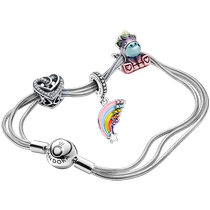 618] Pandora Pandora Rainbow Blue Bracelet Set Licorne Multiple Serpent Os Chaîne Lumière Cadeau De Luxe