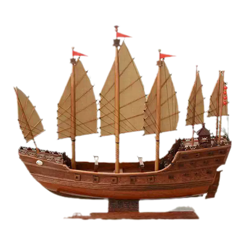 复古怀旧帆船模型郑和宝船木质船模型手工仿真木船装饰摆件装饰明朝郑和