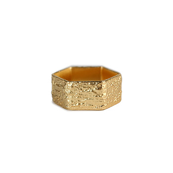 Hexagonal ring langmu gold-plated personalized new chinese style for women