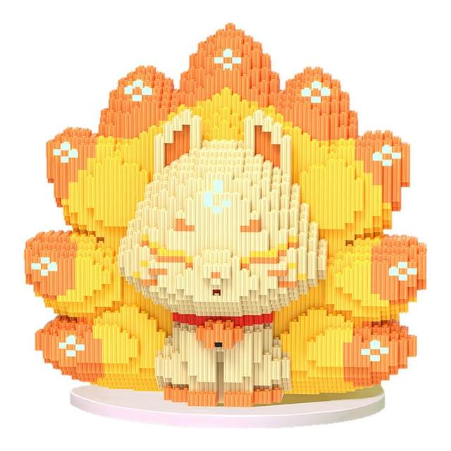Glow-in-the-dark nine-tailed fox educational toy building blocks