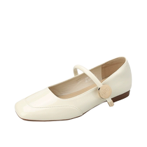 French shallow mouth single shoes for women 2024 summer new style flat-soled gentle outer wear Mary Jane shoes square-toe soft-soled small leather shoes
