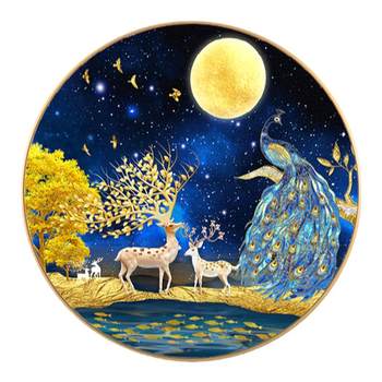ເພັດຮູບແຕ້ມ 5d fortune elk peacock 2024 ຮ້ານອາຫານຈີນໃຫມ່ເພັດ embroidery ເຕັມຂອງເພັດມື stitched ເພັດ cross stitch