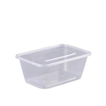 Transparent thickened disposable fast food box 500ml rectangular takeaway rice bowl ກ່ອງອາຫານທ່ຽງພາດສະຕິກທີ່ມີຝາປິດ