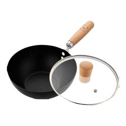 Mini small wok for one person, uncoated small pot, household small iron pot for cooking, non-stick instant noodles pan, induction cooker